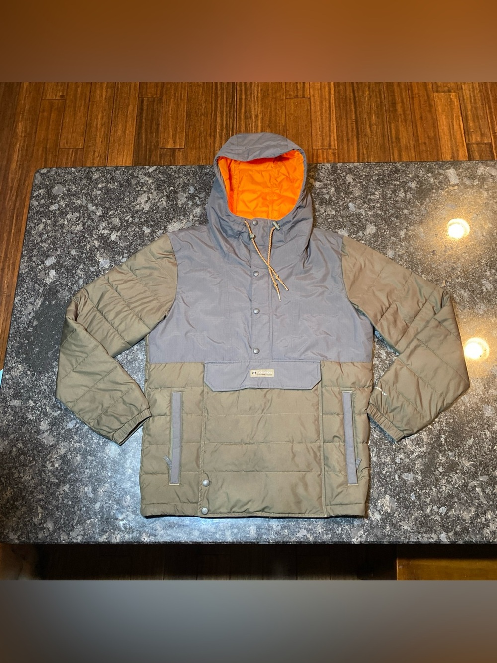 Men’s Columbia Norwester Omni-Heat Anorak Green/Gray Jacket Puff Hooded Medium